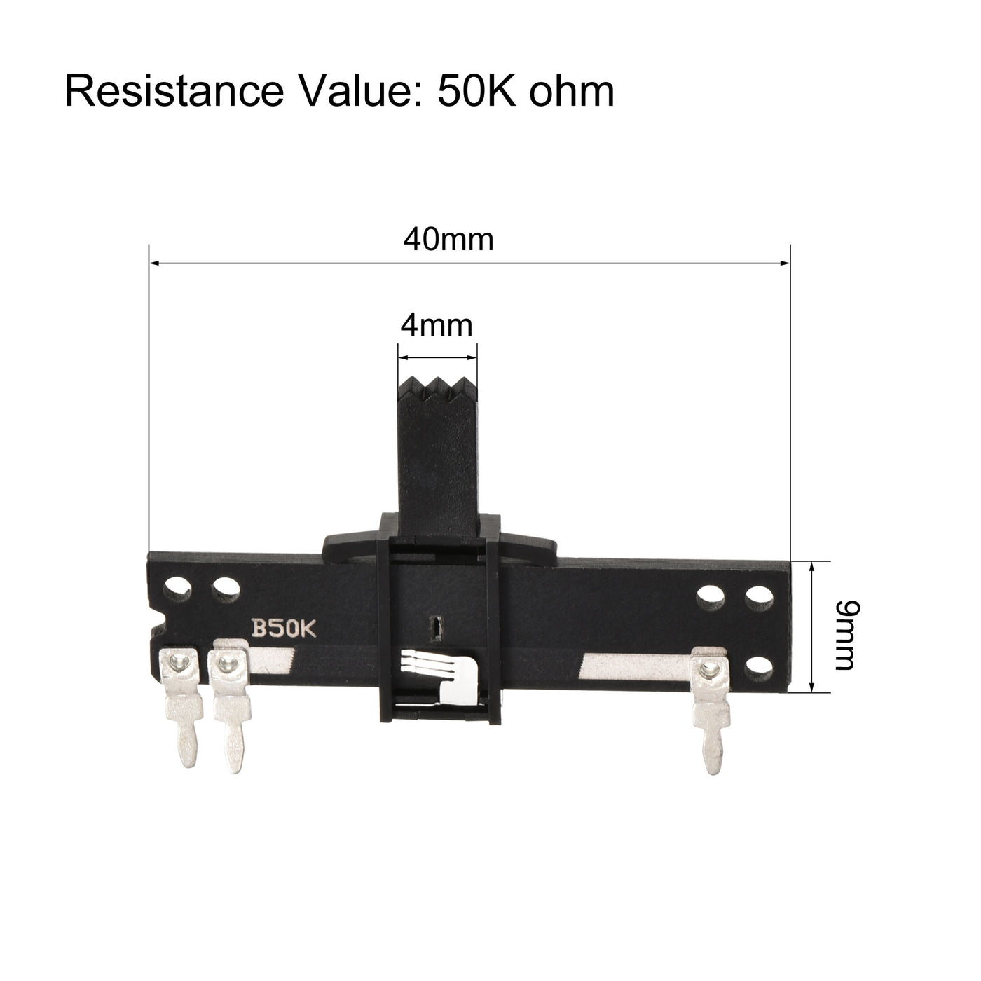 uxcell Uxcell Variable Resistors 40mm Straight Slide Potentiometer B50K Single Channel 2pcs