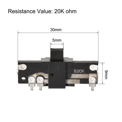 Harfington Uxcell Variable Resistors 30mm Straight Slide Potentiometer B20K Single Channel 2pcs