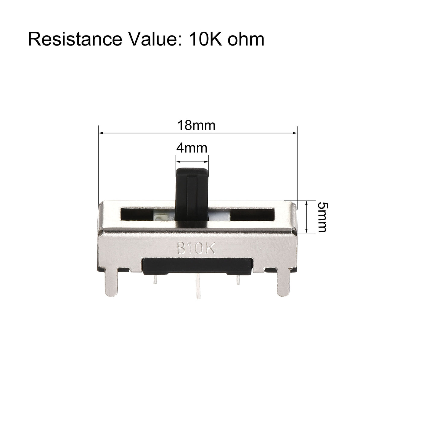 uxcell Uxcell Variable Resistors 18mm Straight Slide Potentiometer B10K Ohm Single Channel