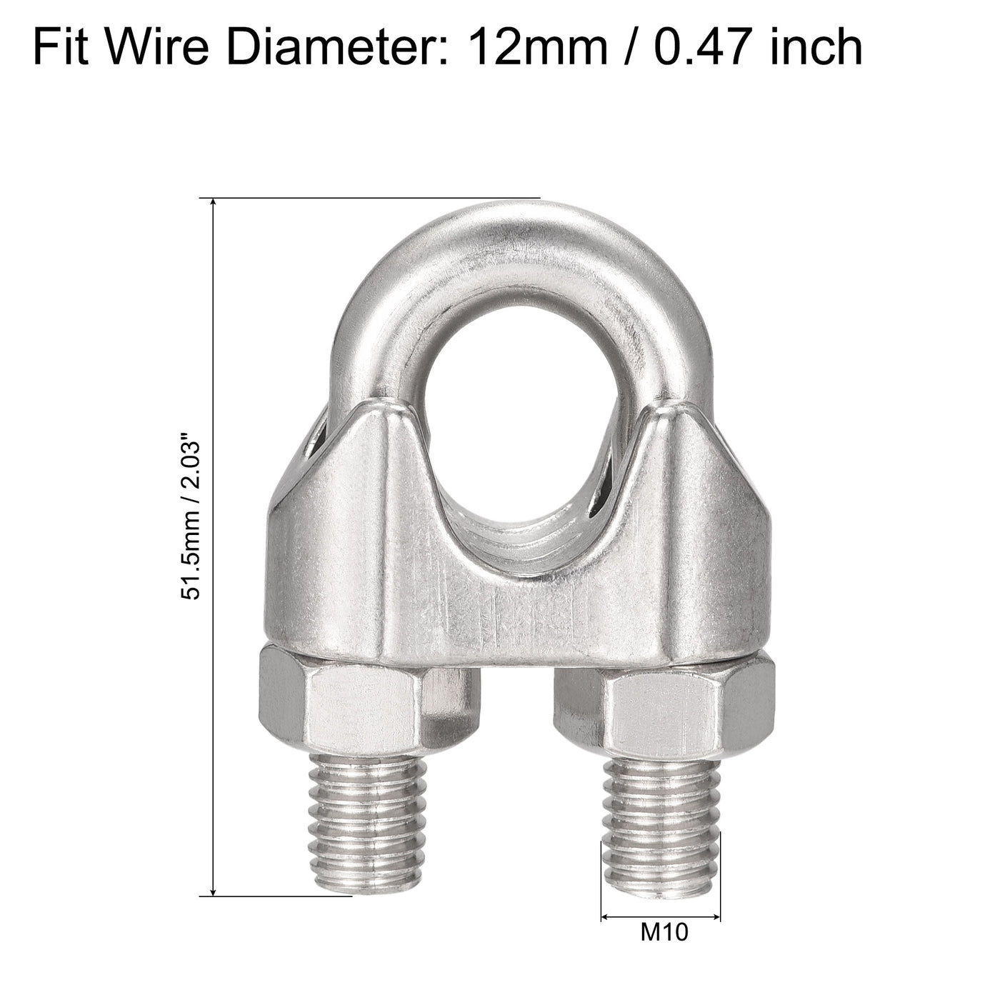 uxcell Uxcell Wire Rope Clip Clamp M12 316 Stainless Steel for 12mm Diameter Cable, Pack of 3