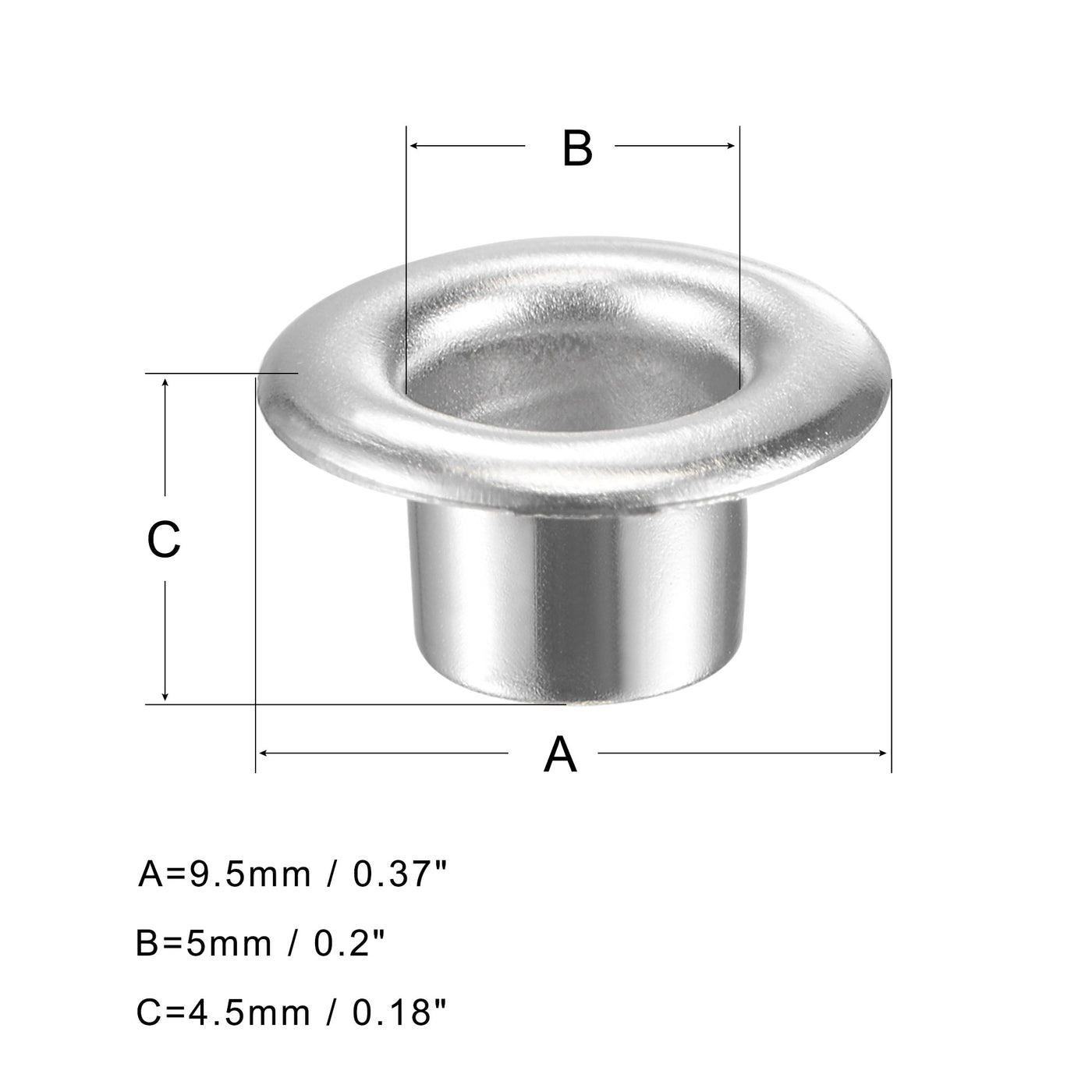 uxcell Uxcell 100Sätze Ösen mit Unterlegscheiben Kit 9,5 x 5 x 4,5mm Kupfer Ösen Silber