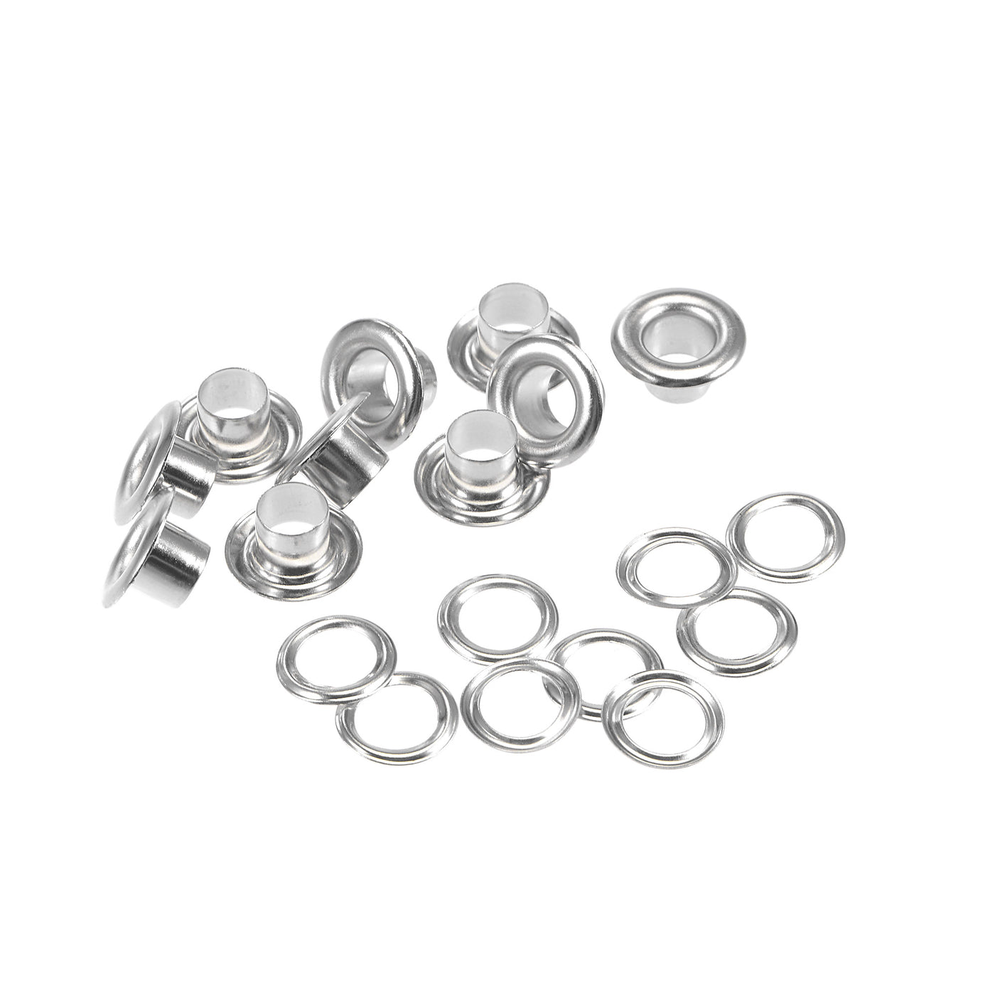 uxcell Uxcell 100Sätze Ösen mit Unterlegscheiben Kit 9,5 x 5 x 4,5mm Kupfer Ösen Silber