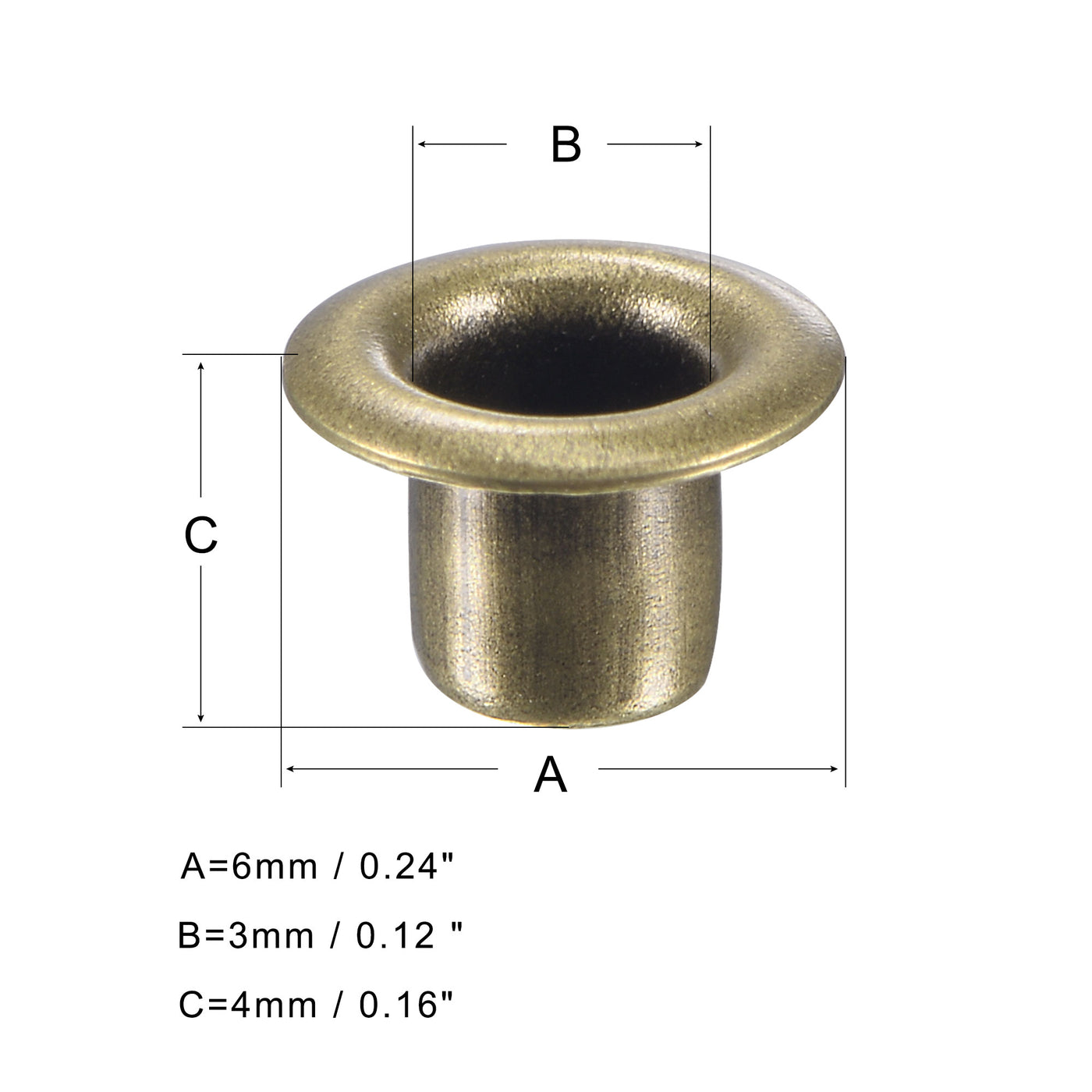 uxcell Uxcell Eyelet with Washer 6x3x4mm Copper Grommet Chrome Plated Bronze Tone 200 Set