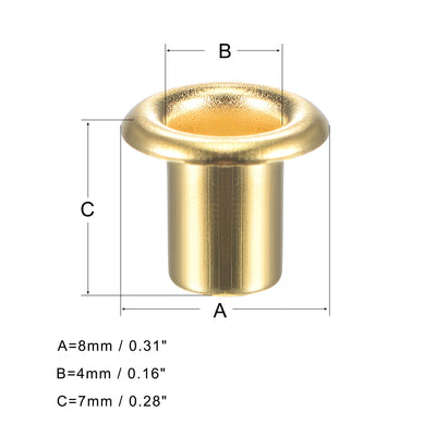 Harfington Uxcell 100Sätze Ösen mit Unterlegscheiben Kit 8 x 4 x 7mm Kupfer verchromt Messing