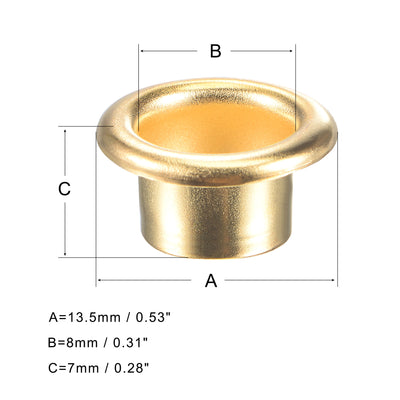 Harfington Uxcell 100Sätze Ösen mit Unterlegscheiben Kit 13,5 x 8 x 7mm Legierung Messing