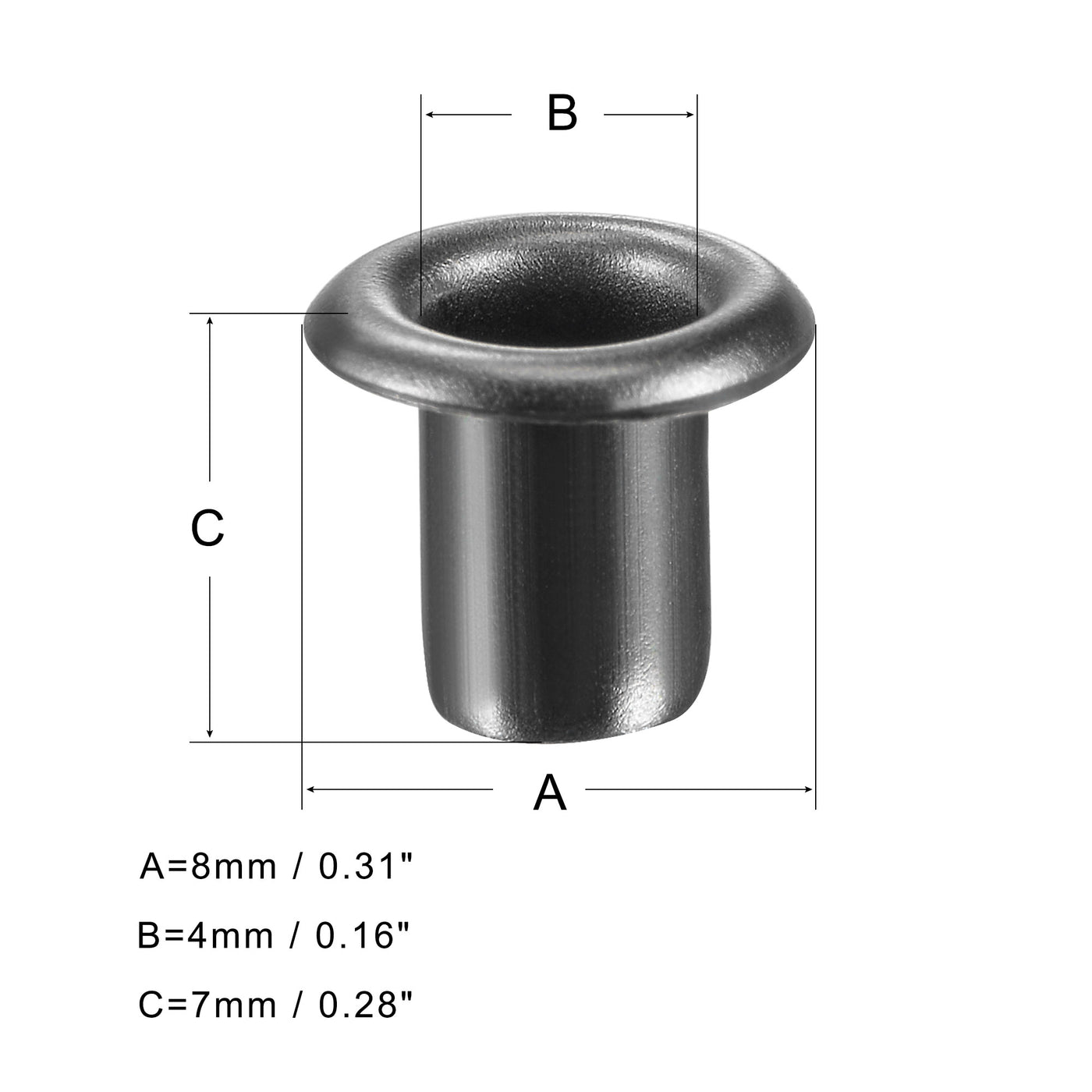 uxcell Uxcell 100Sätze Ösen mit Unterlegscheiben Kit 8 x 4 x 7mm Kupfer verchromt Schwarz