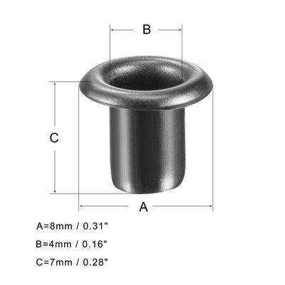 Harfington Uxcell 100Sätze Ösen mit Unterlegscheiben Kit 8 x 4 x 7mm Kupfer verchromt Schwarz