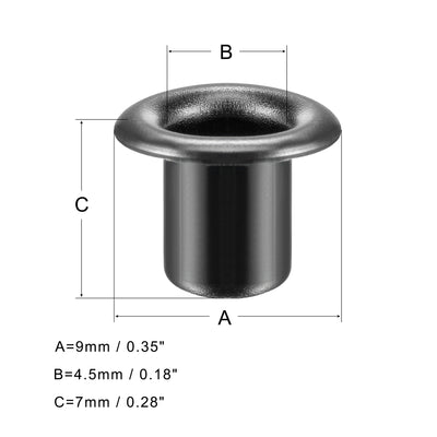 Harfington Uxcell 100Sätze Ösen mit Unterlegscheiben Kit 9 x 4,5 x 7mm Kupfer verchromt Schwarz