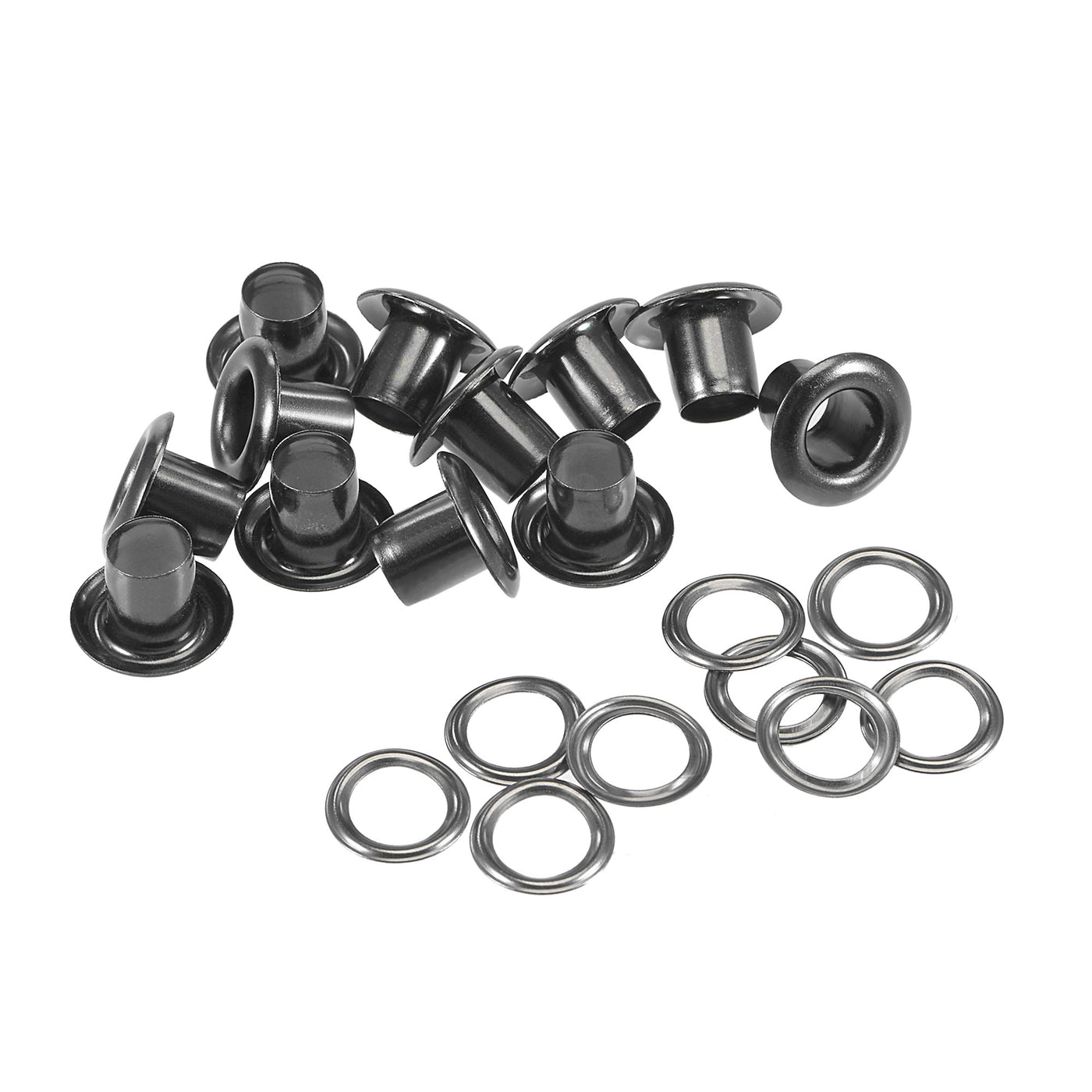 uxcell Uxcell 200Sätze Ösen mit Unterlegscheiben Kit 10 x 5 x 7mm Aluminium Ösen Schwarz