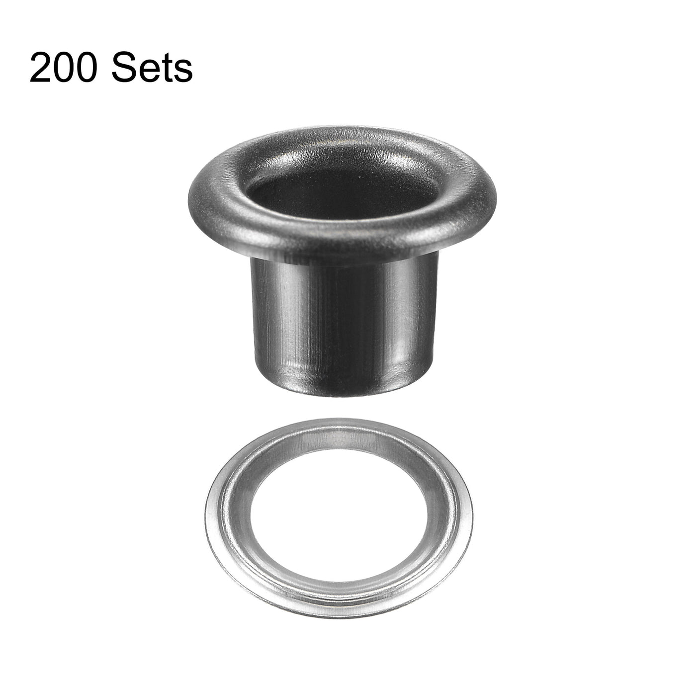 uxcell Uxcell 200Sätze Ösen mit Unterlegscheiben Kit 10,5 x 6 x 7mm Aluminium Ösen Schwarz