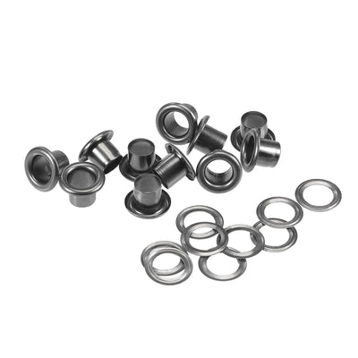 Harfington Uxcell 200Sätze Ösen mit Unterlegscheiben Kit 10,5 x 6 x 7mm Aluminium Ösen Schwarz