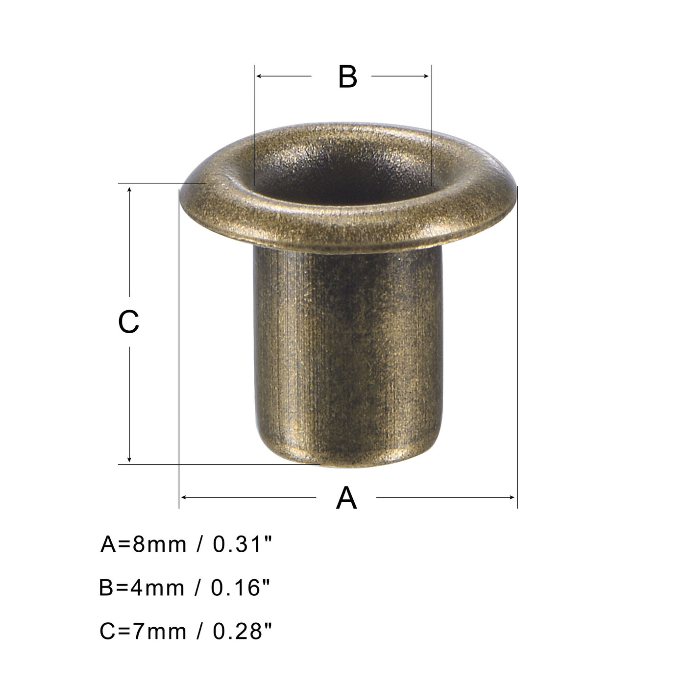 uxcell Uxcell 200Sätze Ösen mit Unterlegscheiben Kit 8 x 4 x 7mm Kupfer verchromt Bronze