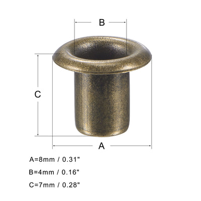 Harfington Uxcell 200Sätze Ösen mit Unterlegscheiben Kit 8 x 4 x 7mm Kupfer verchromt Bronze