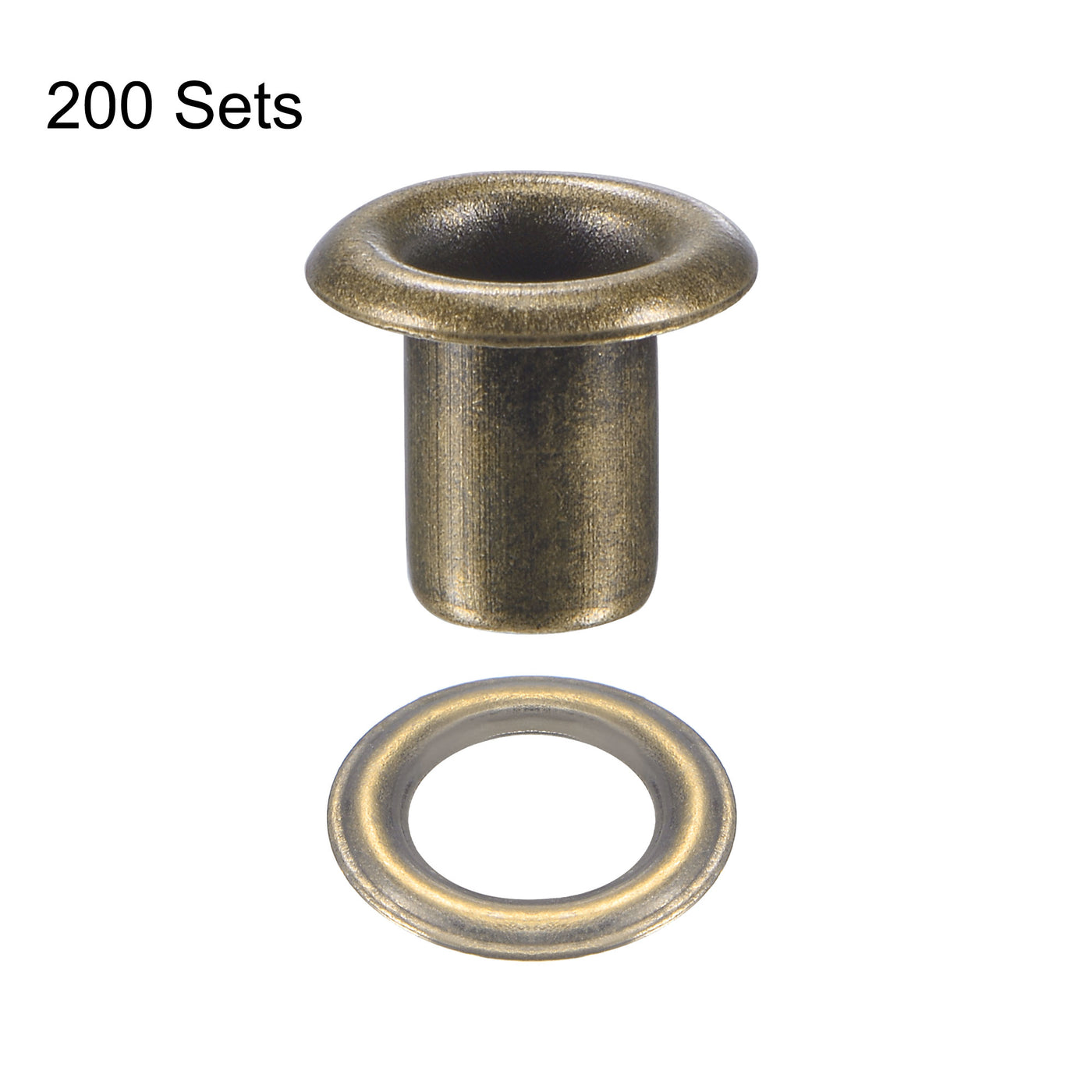 uxcell Uxcell 200Sätze Ösen mit Unterlegscheiben Kit 8 x 4 x 7mm Kupfer verchromt Bronze