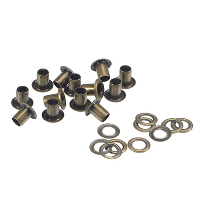 Harfington Uxcell 200Sätze Ösen mit Unterlegscheiben Kit 8 x 4 x 7mm Kupfer verchromt Bronze