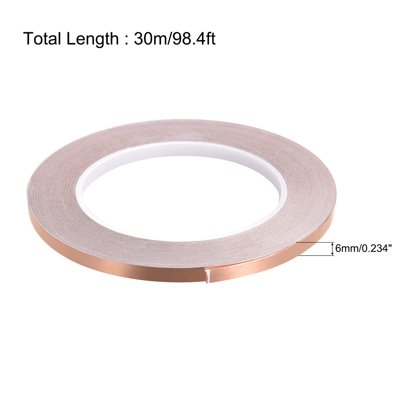 uxcell Uxcell Single-Sided Conductive Tape Copper Foil Tape 6mm x 30m/98.4ft 2pcs