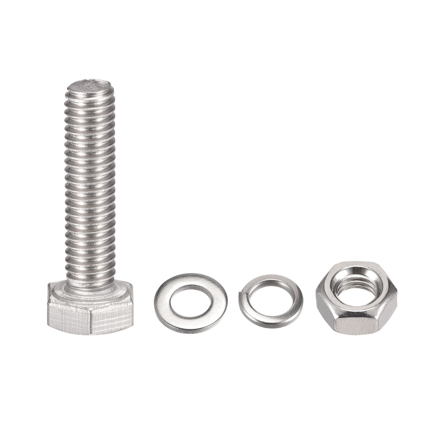 uxcell Uxcell M6 x 25mm Hex Head Screws Bolts, Nuts, Flat & Lock Washers Kits, 304 Stainless Steel Fully Thread Hexagon Bolts 6 Sets