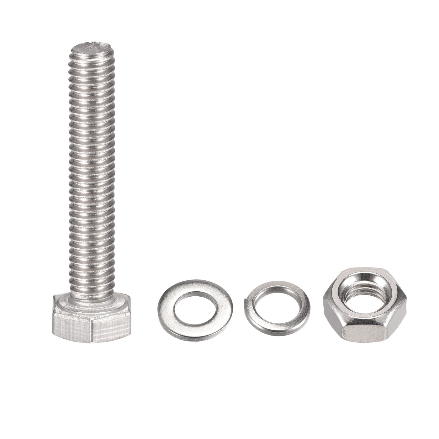 uxcell Uxcell M6 x 35mm Hex Head Screws Bolts, Nuts, Flat & Lock Washers Kits, 304 Stainless Steel Fully Thread Hexagon Bolts 6 Sets