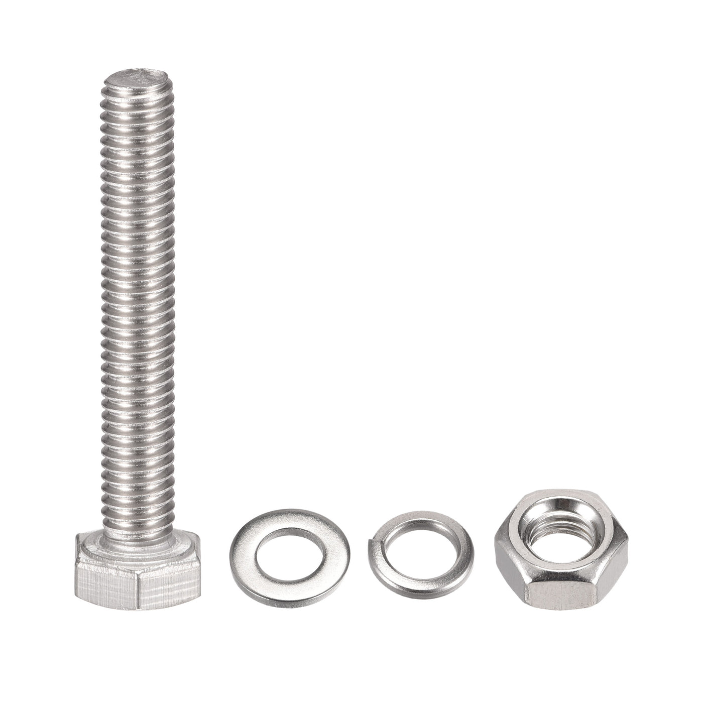 uxcell Uxcell M6 x 40mm Hex Head Screws Bolts, Nuts, Flat & Lock Washers Kits, 304 Stainless Steel Fully Thread Hexagon Bolts 6 Sets