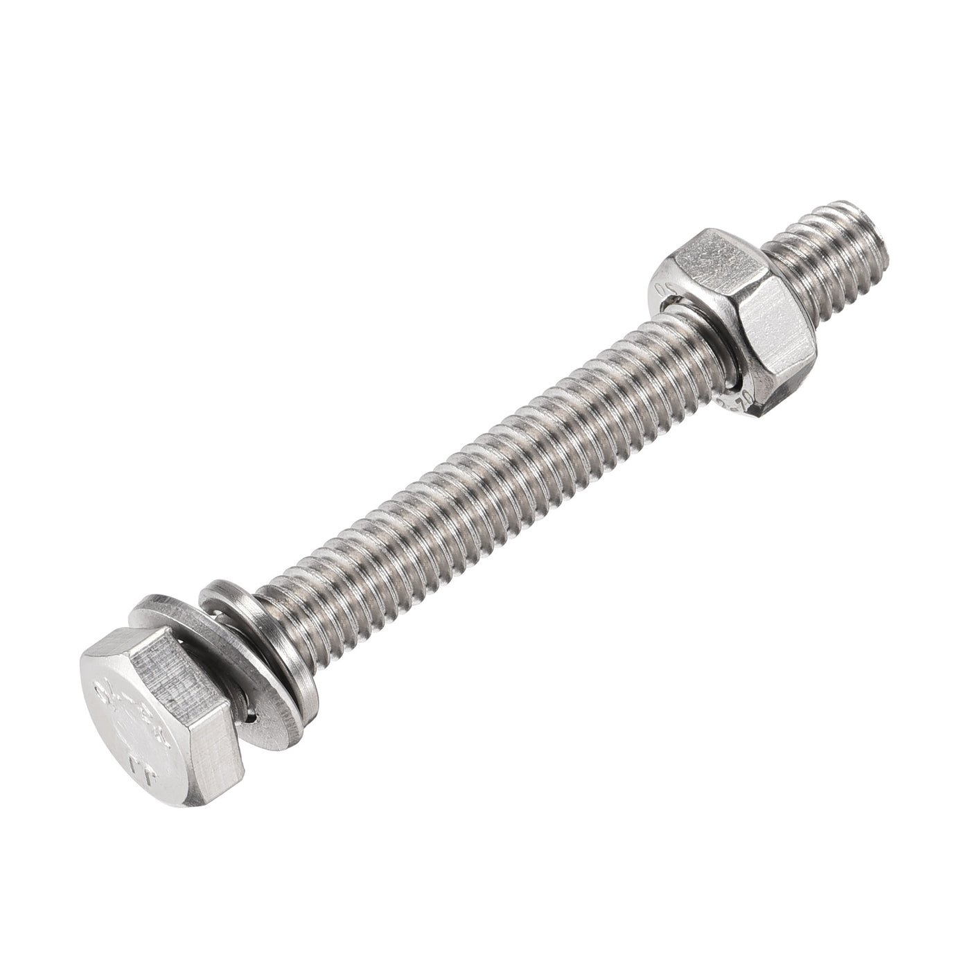 uxcell Uxcell M6 x 55mm Hex Head Screws Bolts, Nuts, Flat & Lock Washers Kits, 304 Stainless Steel Fully Thread Hexagon Bolts 10 Sets