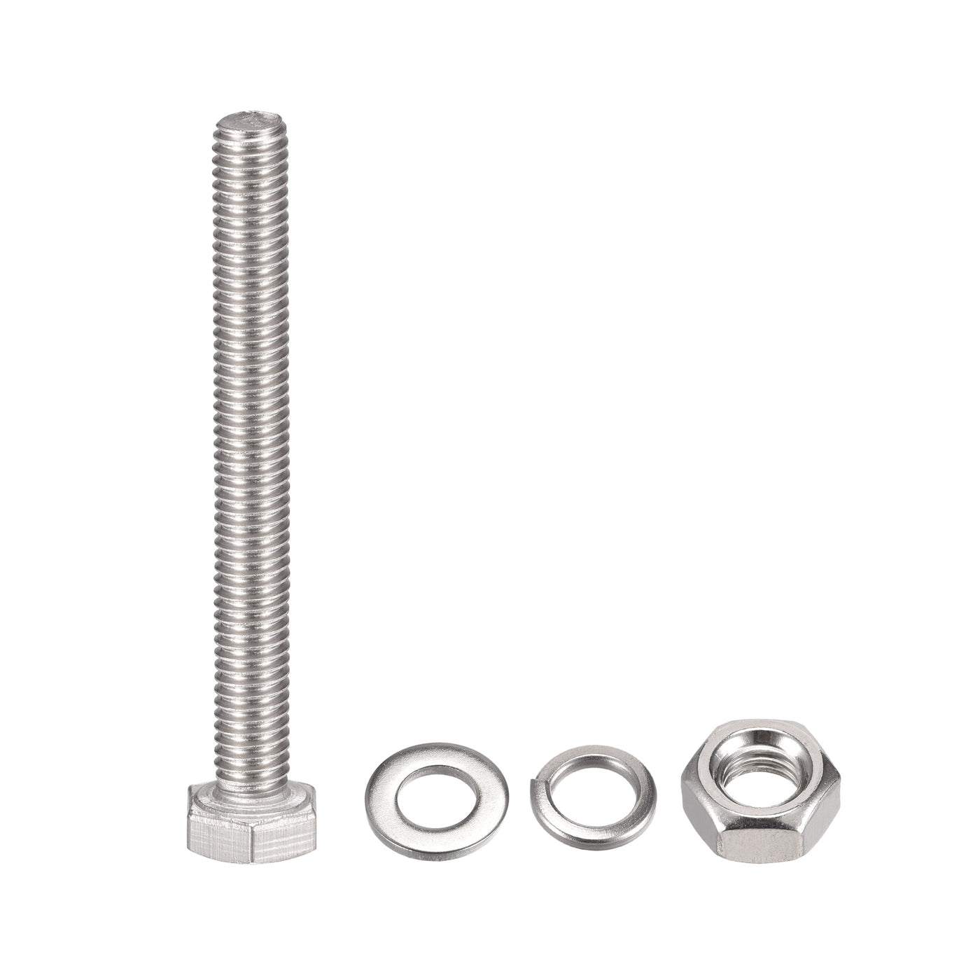 uxcell Uxcell M6 x 60mm Hex Head Screws Bolts, Nuts, Flat & Lock Washers Kits, 304 Stainless Steel Fully Thread Hexagon Bolts 6 Sets