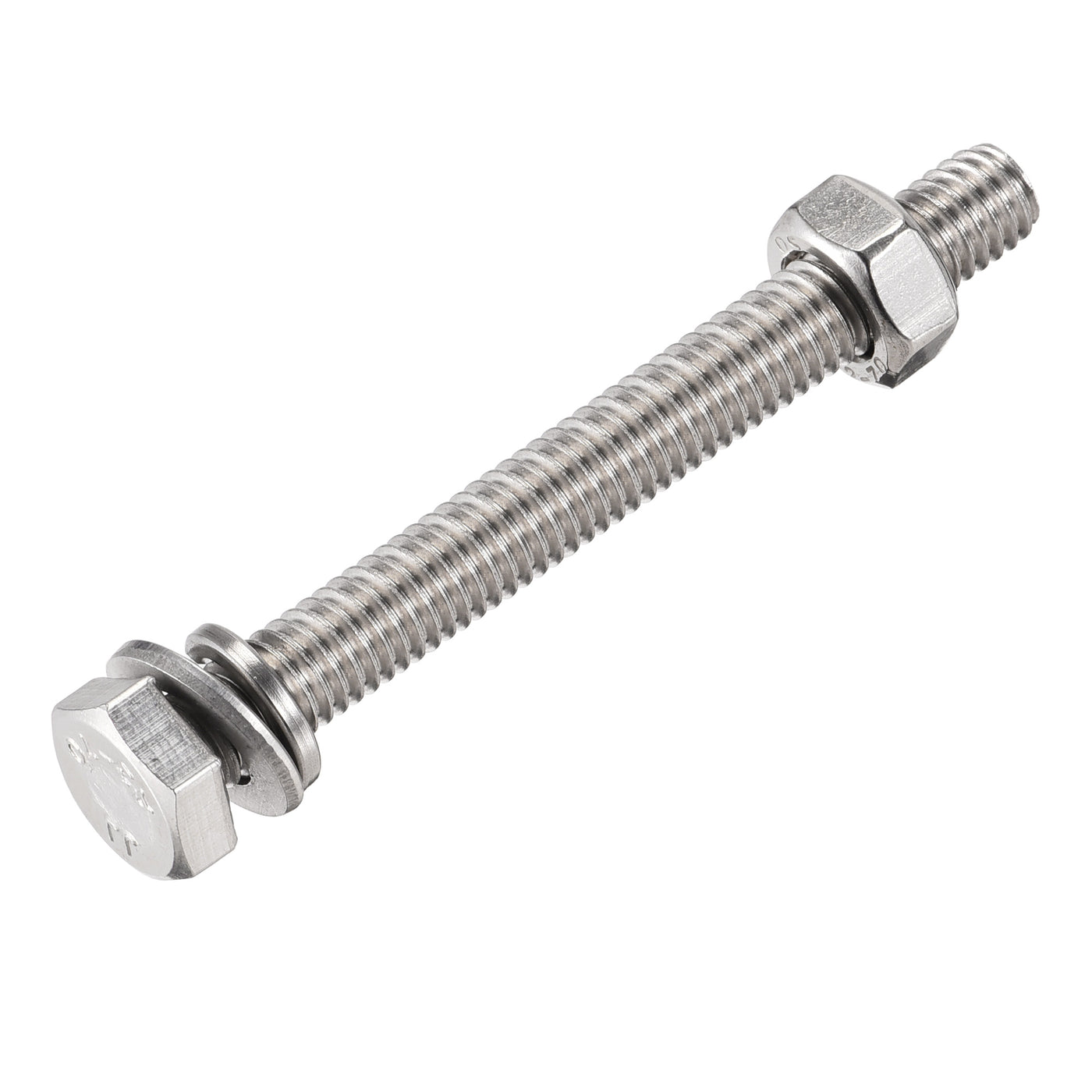 uxcell Uxcell M6 x 60mm Hex Head Screws Bolts, Nuts, Flat & Lock Washers Kits, 304 Stainless Steel Fully Thread Hexagon Bolts 6 Sets