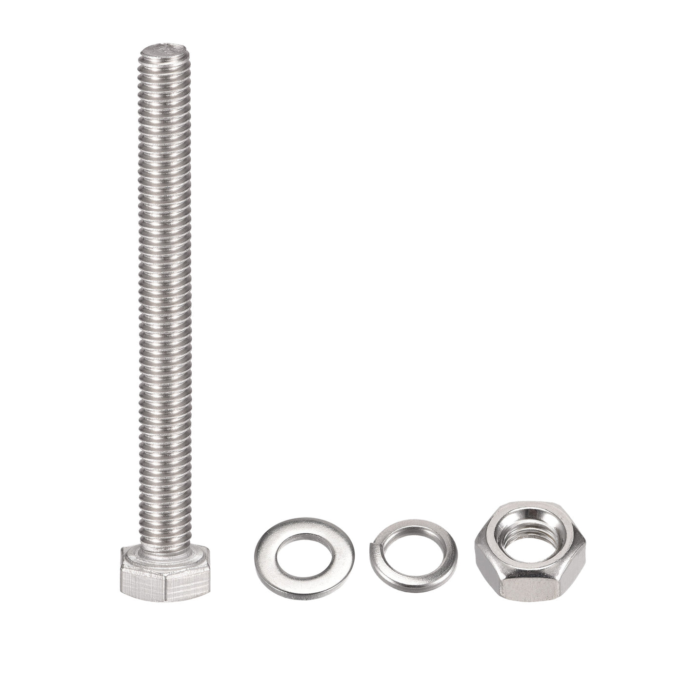 uxcell Uxcell M6 x 65mm Hex Head Screws Bolts, Nuts, Flat & Lock Washers Kits, 304 Stainless Steel Fully Thread Hexagon Bolts 10 Sets