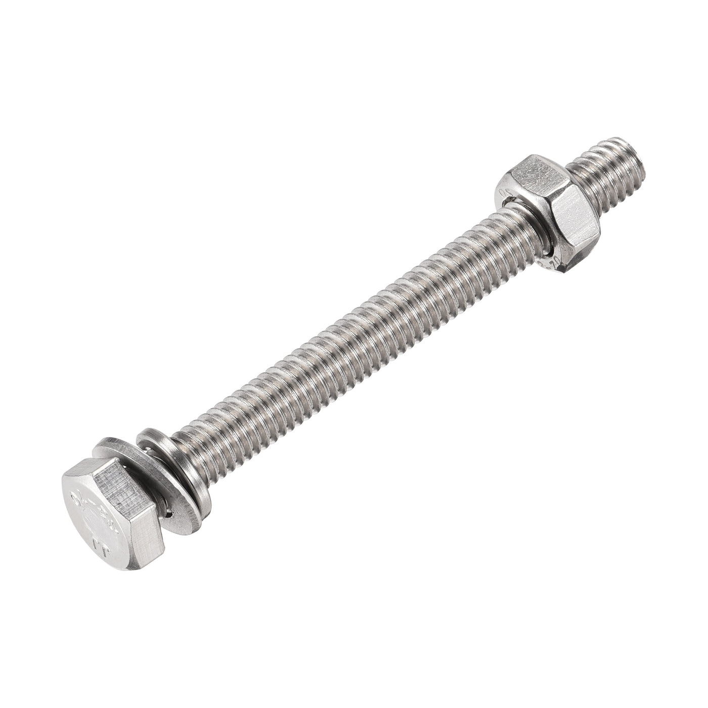 uxcell Uxcell M6 x 65mm Hex Head Screws Bolts, Nuts, Flat & Lock Washers Kits, 304 Stainless Steel Fully Thread Hexagon Bolts 10 Sets