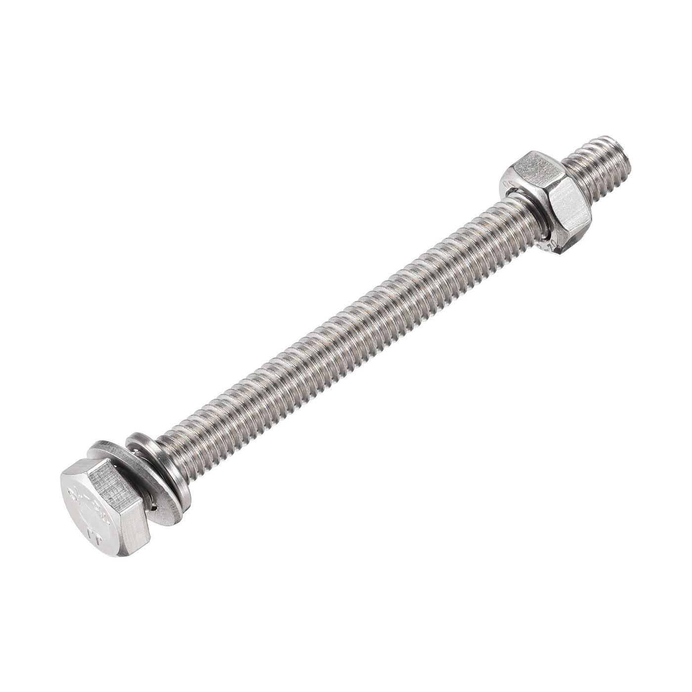 uxcell Uxcell M6 x 75mm Hex Head Screws Bolts, Nuts, Flat & Lock Washers Kits, 304 Stainless Steel Fully Thread Hexagon Bolts 6 Sets