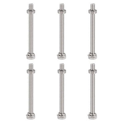 uxcell Uxcell M6 x 75mm Hex Head Screws Bolts, Nuts, Flat & Lock Washers Kits, 304 Stainless Steel Fully Thread Hexagon Bolts 6 Sets