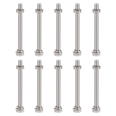 uxcell Uxcell M6 x 75mm Hex Head Screws Bolts, Nuts, Flat & Lock Washers Kits, 304 Stainless Steel Fully Thread Hexagon Bolts 10 Sets