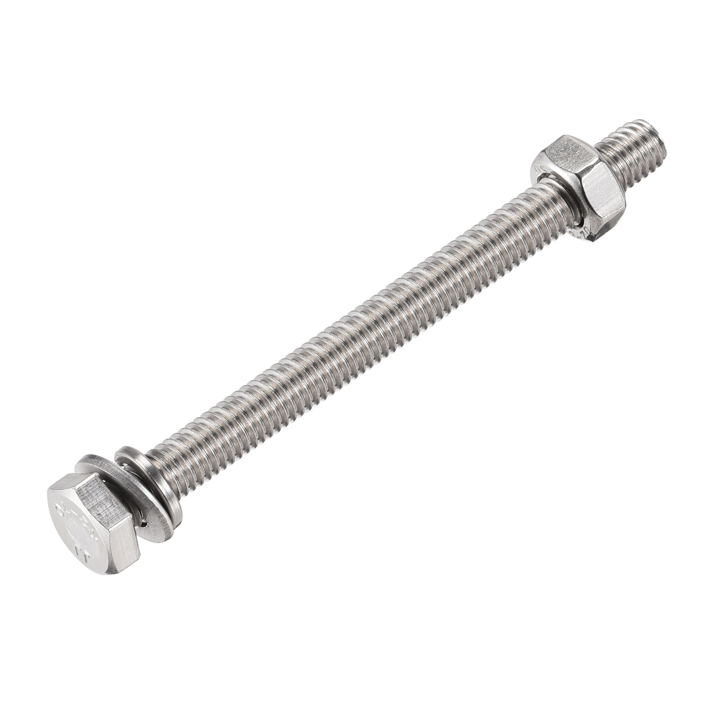 uxcell Uxcell M6 x 80mm Hex Head Screws Bolts, Nuts, Flat & Lock Washers Kits, 304 Stainless Steel Fully Thread Hexagon Bolts 6 Sets