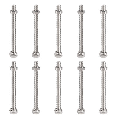 uxcell Uxcell M6 x 80mm Hex Head Screws Bolts, Nuts, Flat & Lock Washers Kits, 304 Stainless Steel Fully Thread Hexagon Bolts 10 Sets