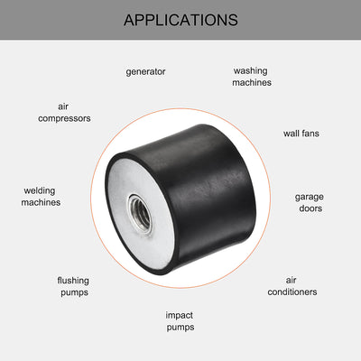 Harfington Uxcell 2Stk. M10 Gummihalterung Innen/Innen Stoßdämpfer für Motor Generator Kompressor Garage Umkehrpumpe Schlag Luft Generator Spule D40mmxH30mm