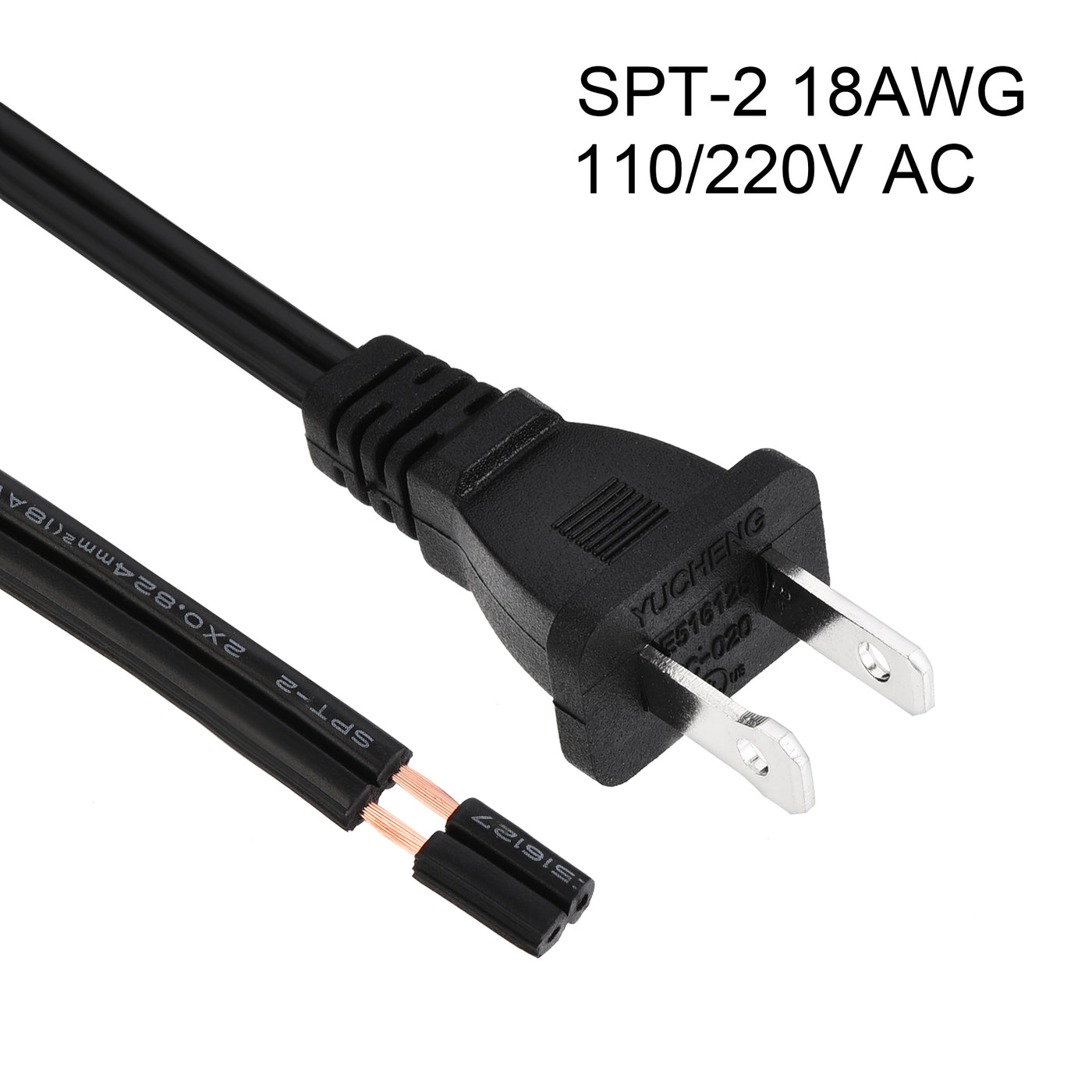 uxcell Uxcell US Plug Lamp Cord, SPT-2 18AWG Power Wire 1.8M Black, UL Listed, Replacement Lamp Repair Part