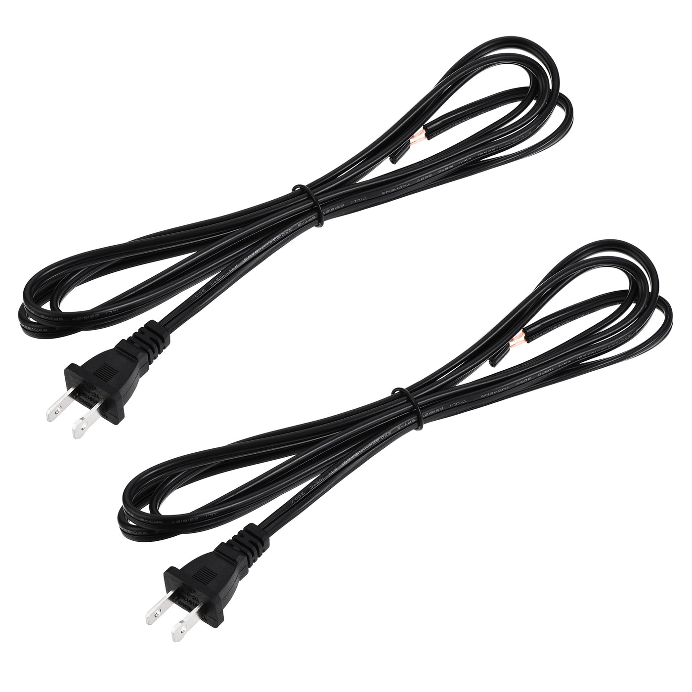 uxcell Uxcell US Plug Lamp Cord, SPT-2 18AWG Power Wire 1.8M Black, Replacement Lamp Repair Part, UL Listed 2Pcs