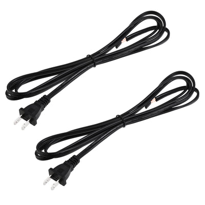 Harfington Uxcell US Plug Lamp Cord, SPT-2 18AWG Power Wire 1.8M Black, Replacement Lamp Repair Part, UL Listed 2Pcs