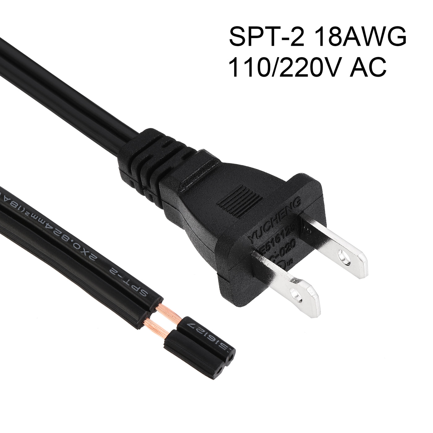 uxcell Uxcell US Plug Lamp Cord with Switch, SPT-2 18AWG Power Wire 3.5M Black, UL Listed 2Pcs