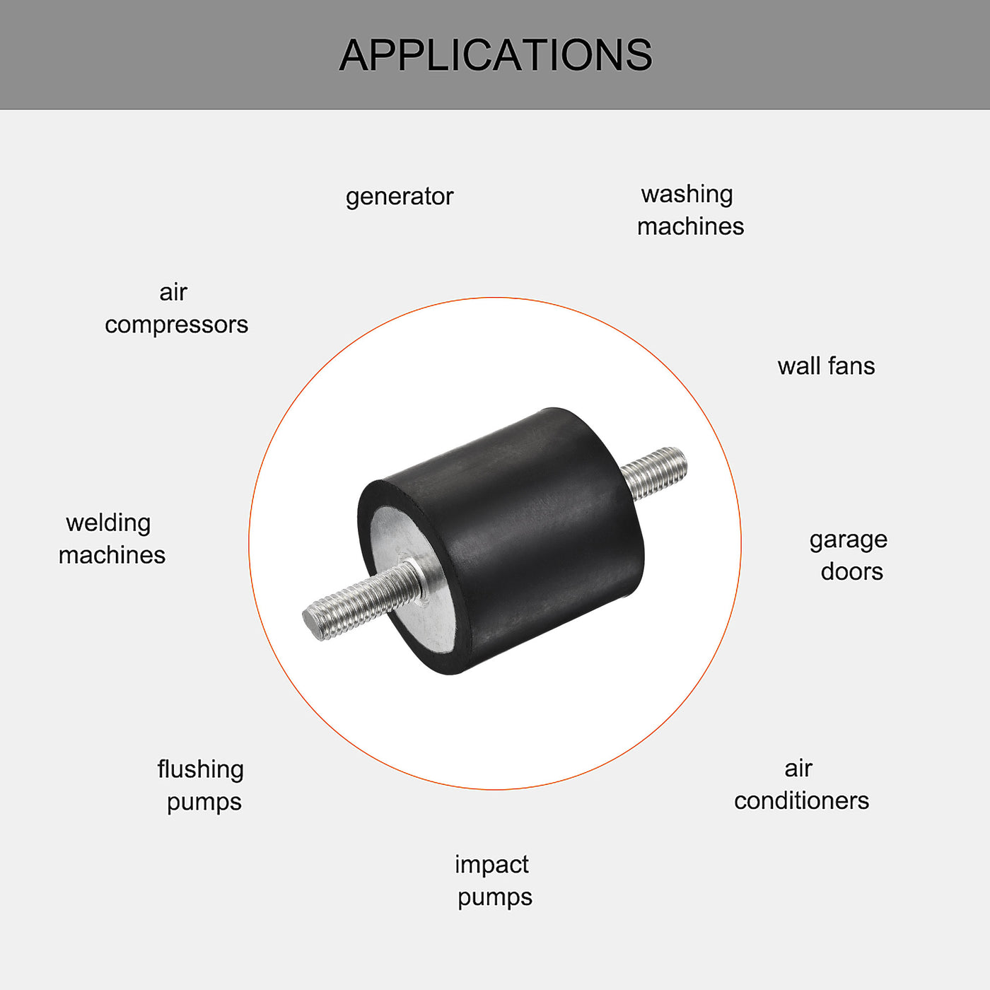 uxcell Uxcell M8 Rubber Mounts, 2pcs Male/Male Shock Absorber, for Motor Generator Compressor Garage Reverse Pump Impact Air Generator Bobbins, D40mmxH40mm