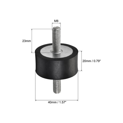 Harfington Uxcell M8 Rubber Mounts, 2pcs Male/Male Shock Absorber, for Motor Generator Compressor Garage Reverse Pump Impact Air Generator Bobbins, D40mmxH20mm