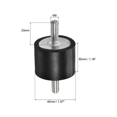 Harfington Uxcell M8 Rubber Mounts, 3pcs Male/Male Shock Absorber, for Motor Generator Compressor Garage Reverse Pump Impact Air Generator Bobbins, D40mmxH30mm