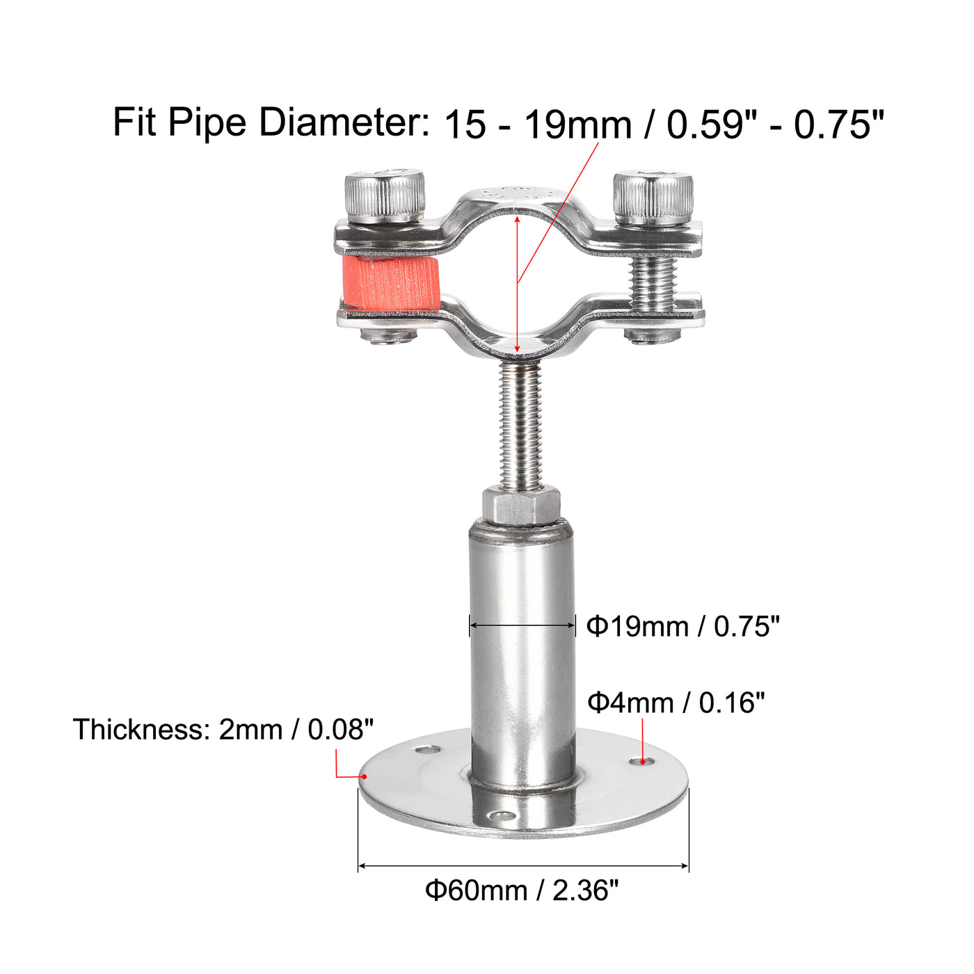 Harfington Uxcell Stainless Steel Wall Mount Ceiling Mount Pipe Support