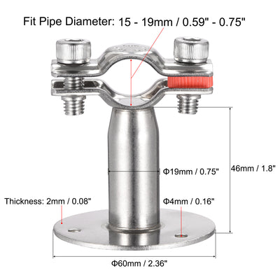 Harfington Wall Mount Ceiling Mount Pipe Support, 304 Stainless Steel Adjustable Pipe Strap Clamp