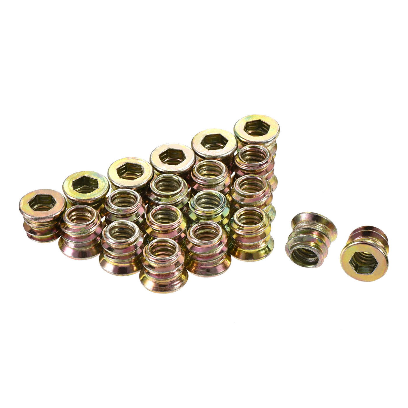 uxcell Uxcell 1/4"-20x10mm Threaded Insert Nuts Hex Socket Drive for Wood Furniture 60pcs