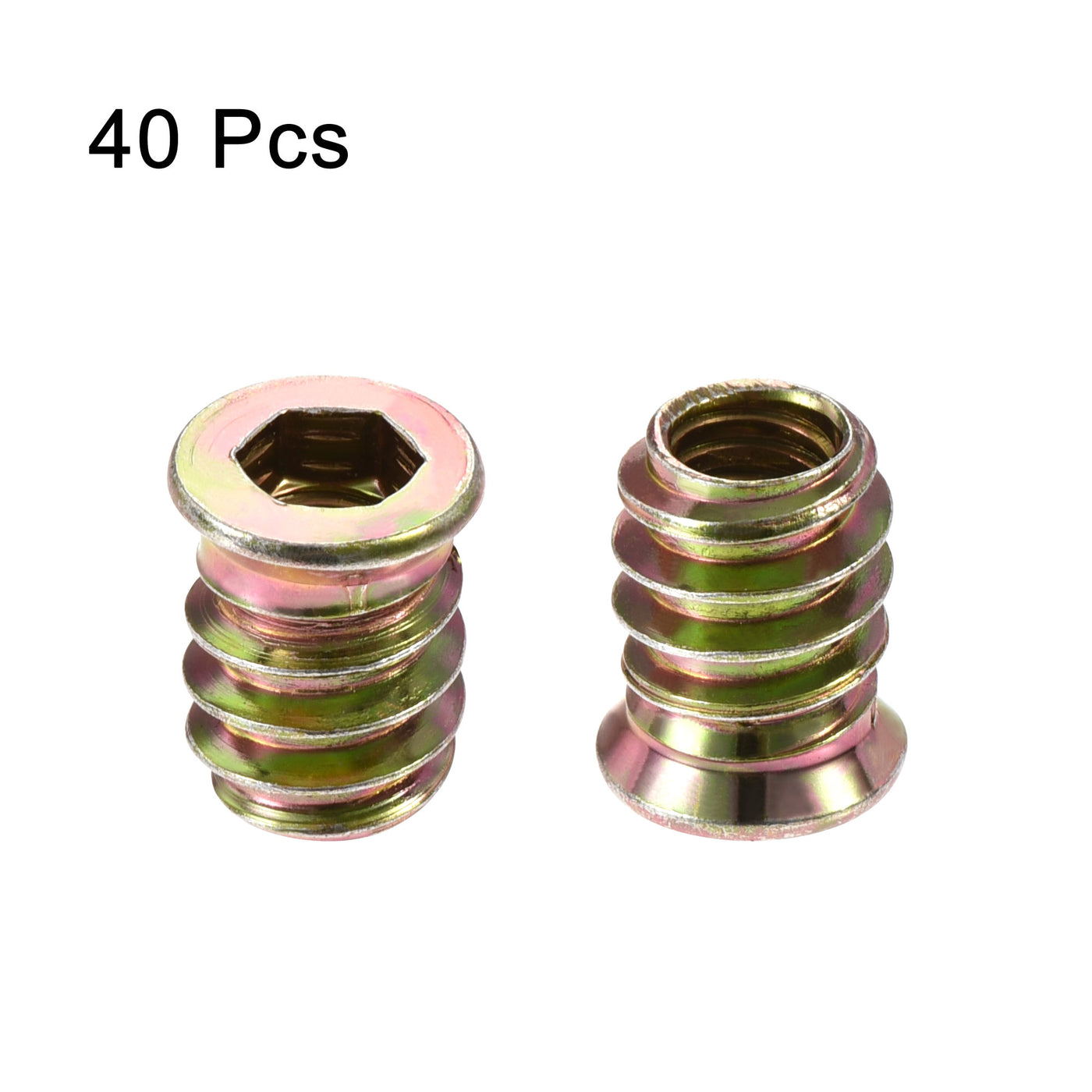 uxcell Uxcell 1/4"-20x15mm Threaded Insert Nuts Hex Socket Drive for Wood Furniture 40pcs