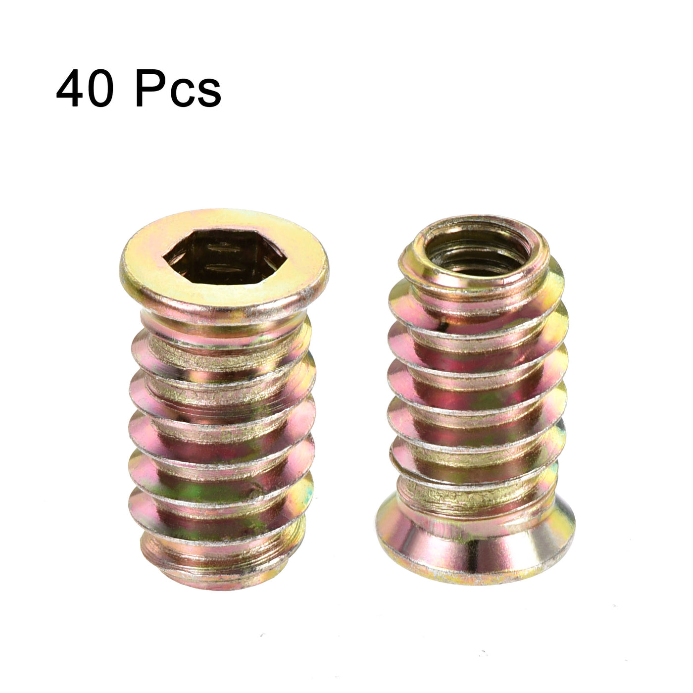 uxcell Uxcell 1/4"-20x20mm Threaded Insert Nuts Hex Socket Drive for Wood Furniture 40pcs