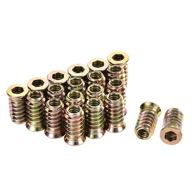 uxcell Uxcell 1/4"-20x20mm Threaded Insert Nuts Hex Socket Drive for Wood Furniture 40pcs