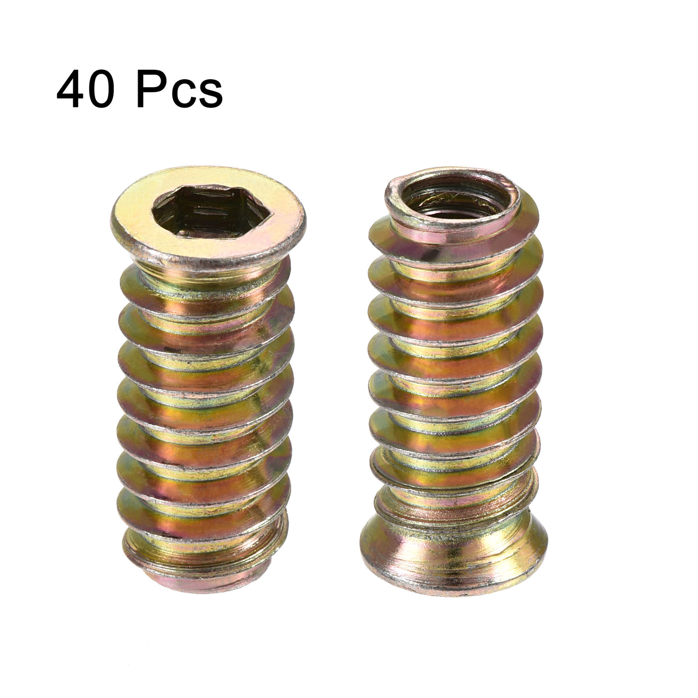 uxcell Uxcell 1/4"-20x25mm Threaded Insert Nuts Hex Socket Drive for Wood Furniture 40pcs