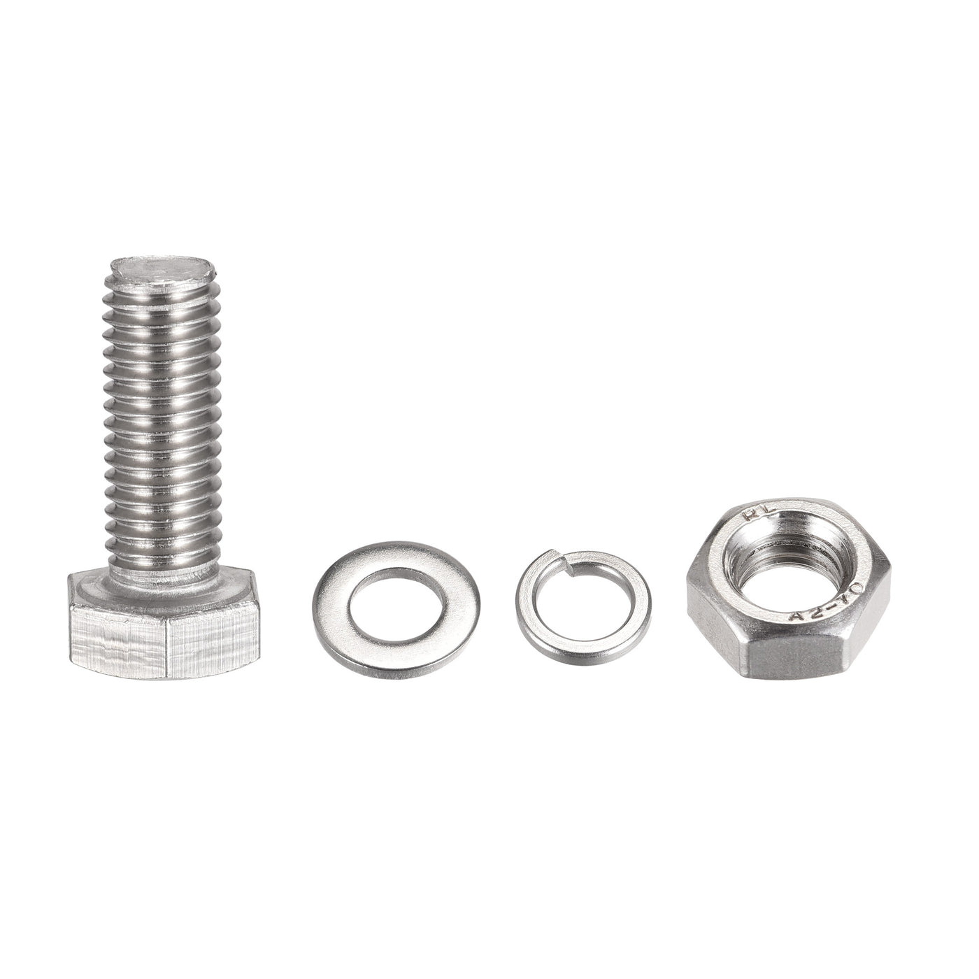 uxcell Uxcell M10 x 30mm Hex Head Screws Bolts, Nuts, Flat & Lock Washers Kits, 304 Stainless Steel Fully Thread Hexagon Bolts 4 Sets