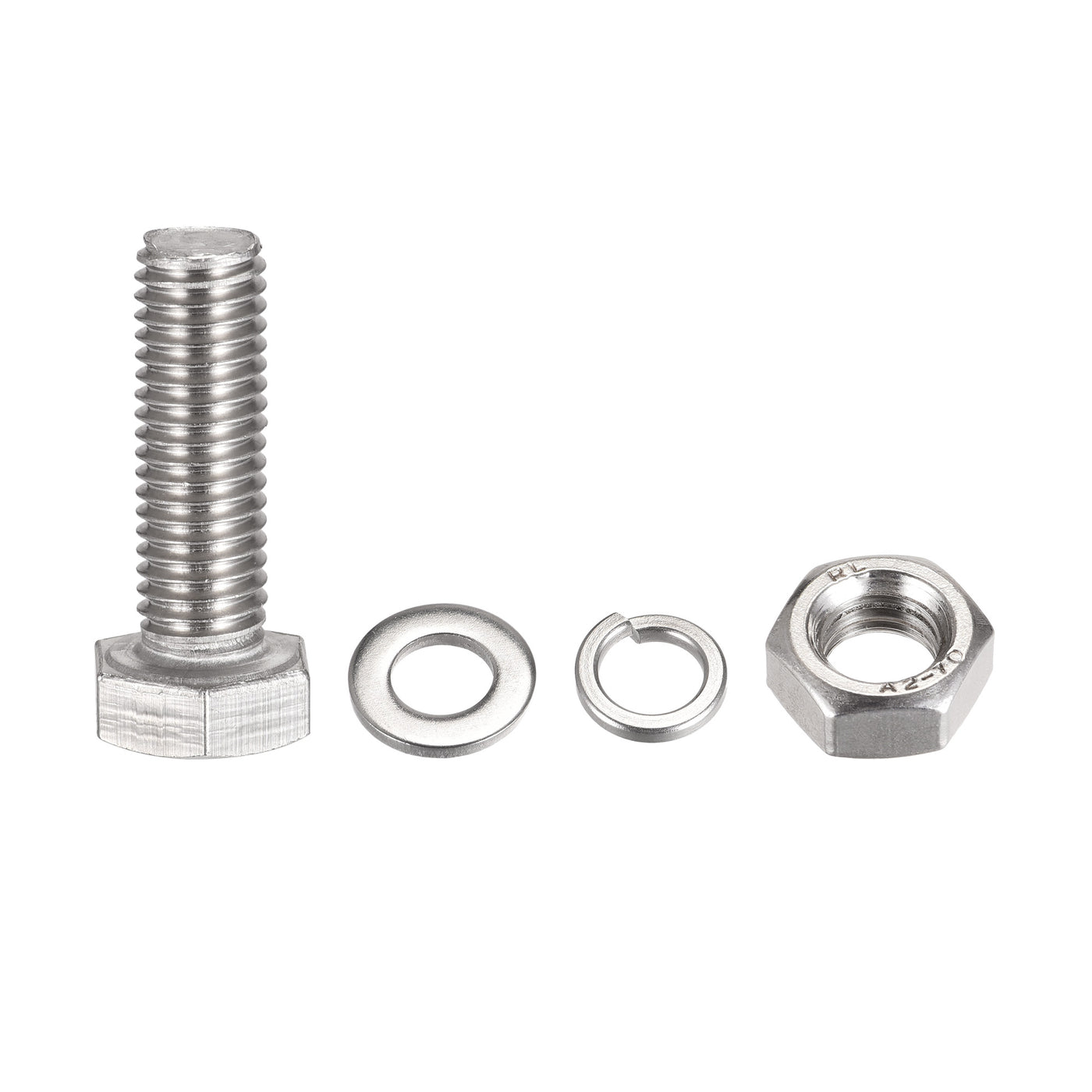 uxcell Uxcell M10 x 35mm Hex Head Screws Bolts, Nuts, Flat & Lock Washers Kits, 304 Stainless Steel Fully Thread Hexagon Bolts 8 Sets